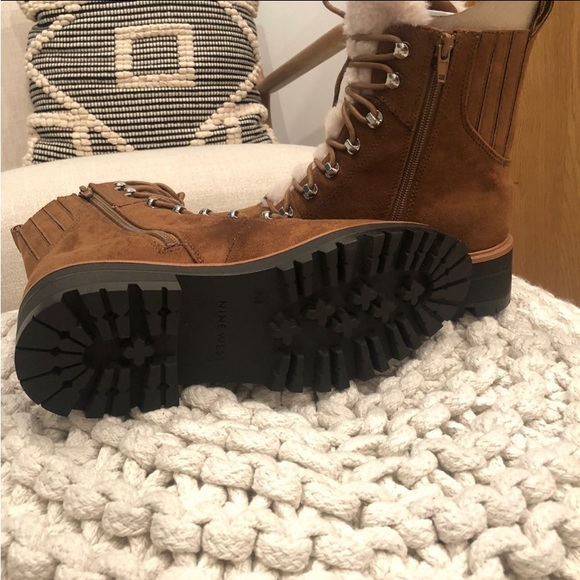 Nine West Sherpa Lace up Booties - Picture 2 of 3
